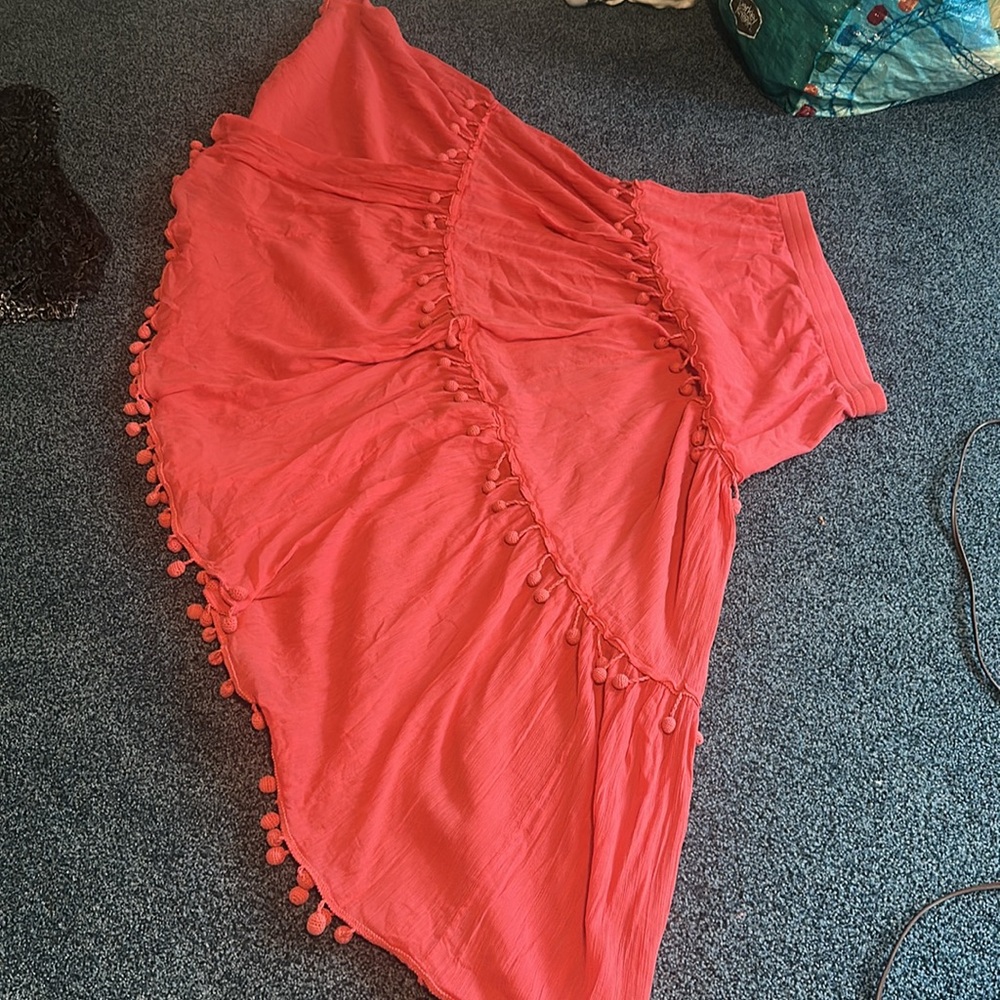 Calypso St Barth Coral Pom-Pom Tiered Skirt Large cotton $395 - Picture 11 of 11